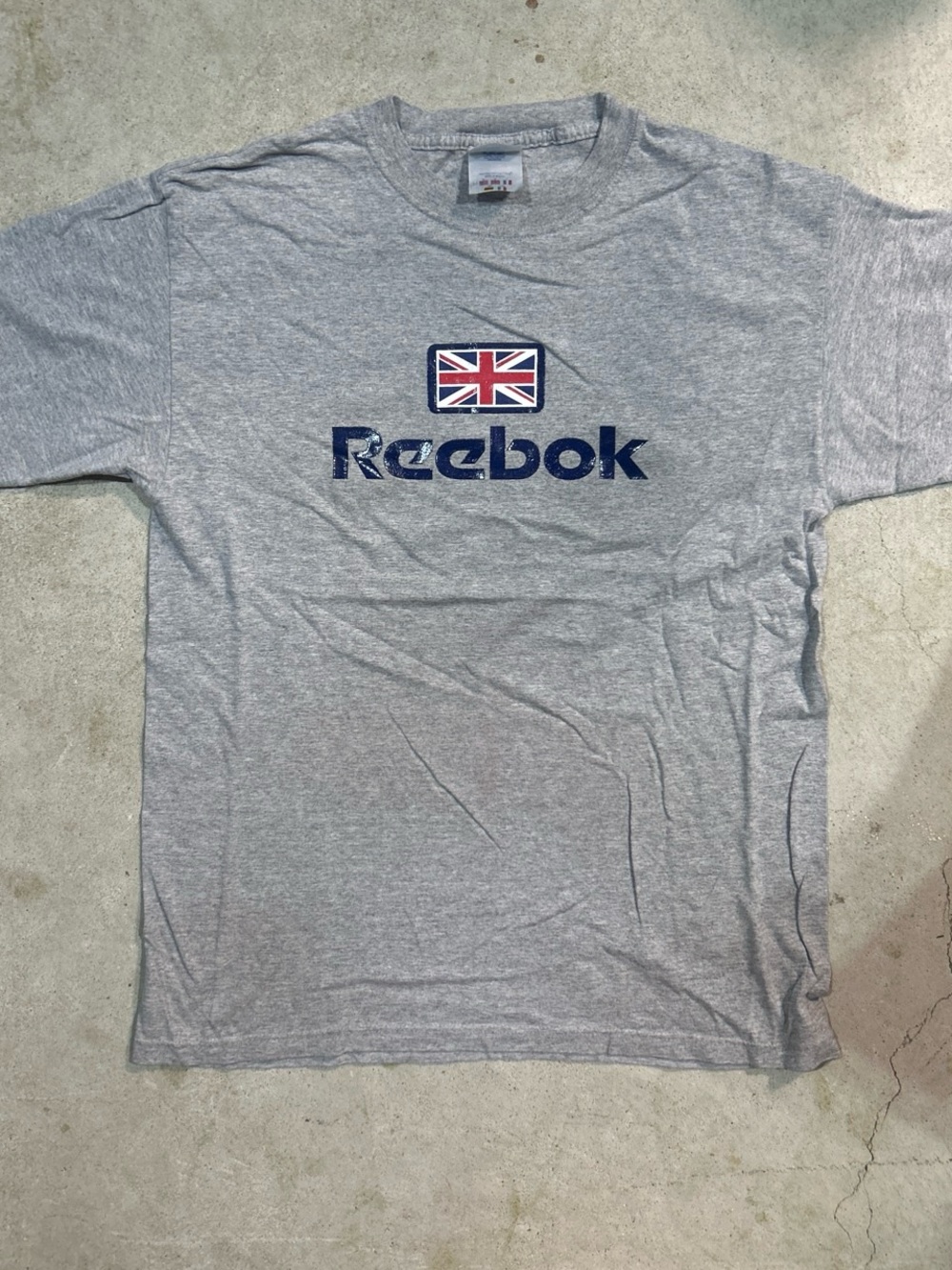 Reebok Gray Tee with British Flag and Navy Logo